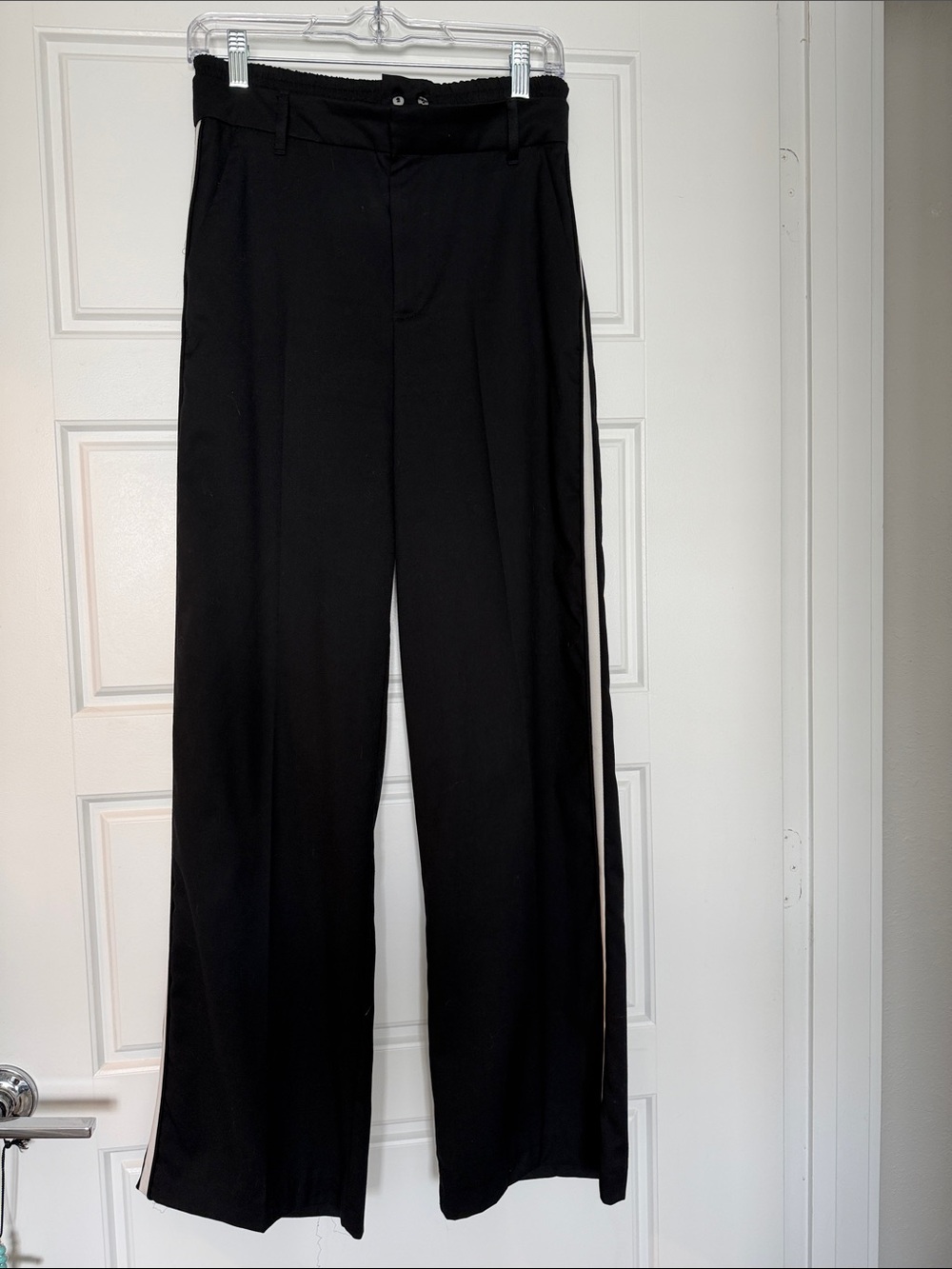 Zara Black Wide-Leg Trousers with Side Stripe